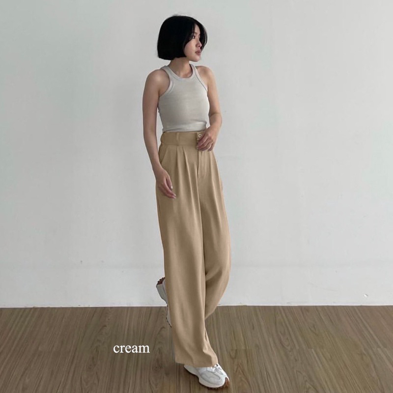 Lexy Cullote Pants Celana Kulot Highwaist Loose Pants Crinkle