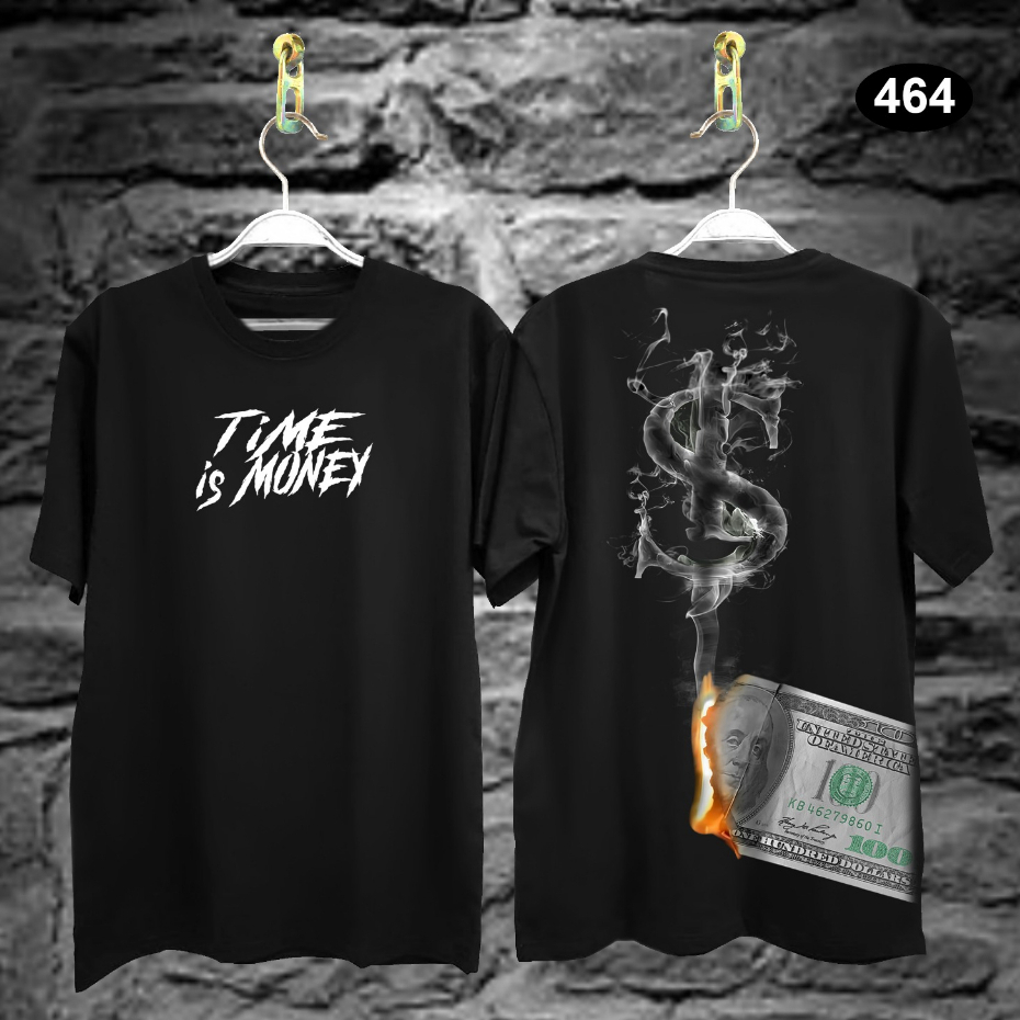 Kaos Tshirt Pria Terbaru Samurai Jepang Time Is Money Warna Hitam Distro Lengan Pendek Motif Sablon Bergambar Keren