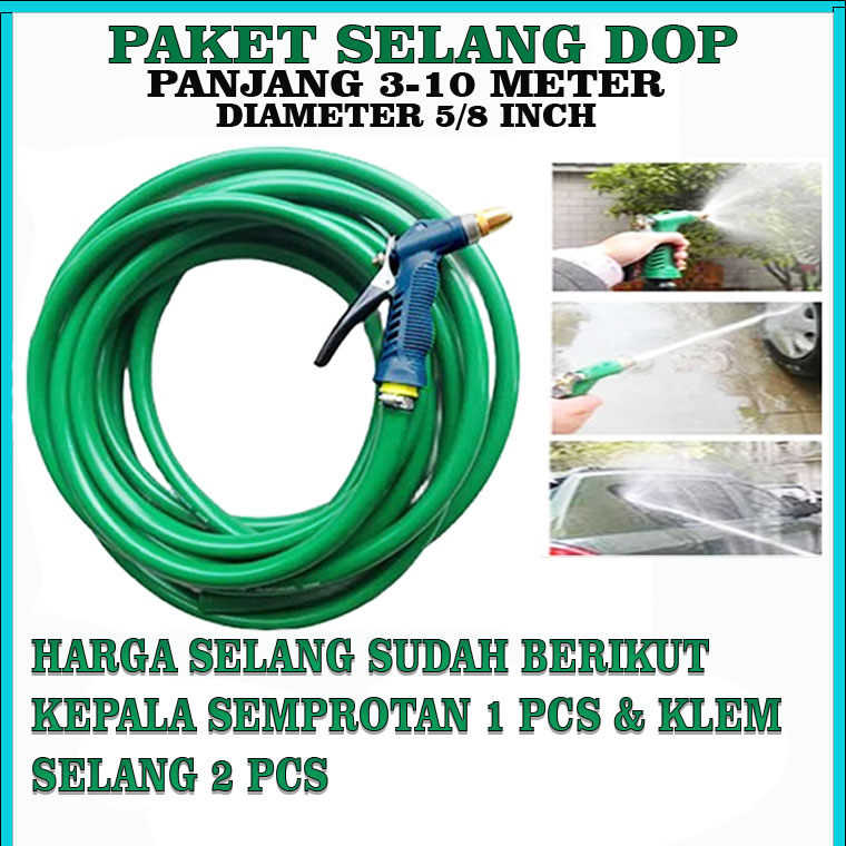 selang air semprotan cuci motor Cuci Mobil DOP ukuran 5/8 &amp; Kepala Semprotan air 1Pcs