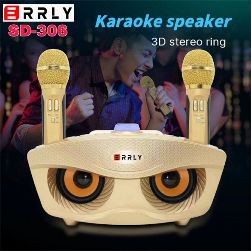 ERRLY Speaker SDRD 306 Bluetooth Speker SDRD SD306 SDRD306 Spiker Portable Free 2 Mic Duet Karaoke Dapat 2 Microphone Support USB AUX MMC Microsd