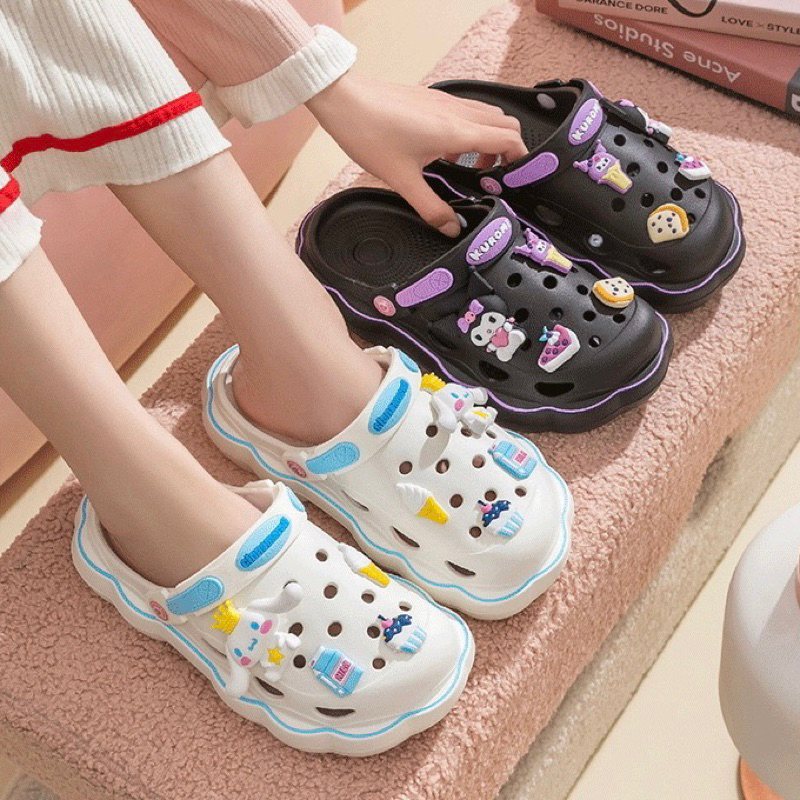 (READY) CHERRYBLOSSOM Sandal Baim Sanrio IMPORT Cinnamoroll Kuromi My Melody Anti Slip Lubang Akseso