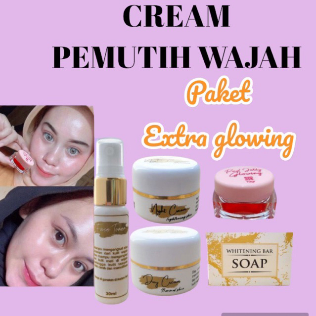 PEMUTIH WAJAH(PAKET EXTRA GLOWING + RED JELLY)CREAM PEMUTIH WAJAH/SKINCARE/PEMUTIH/