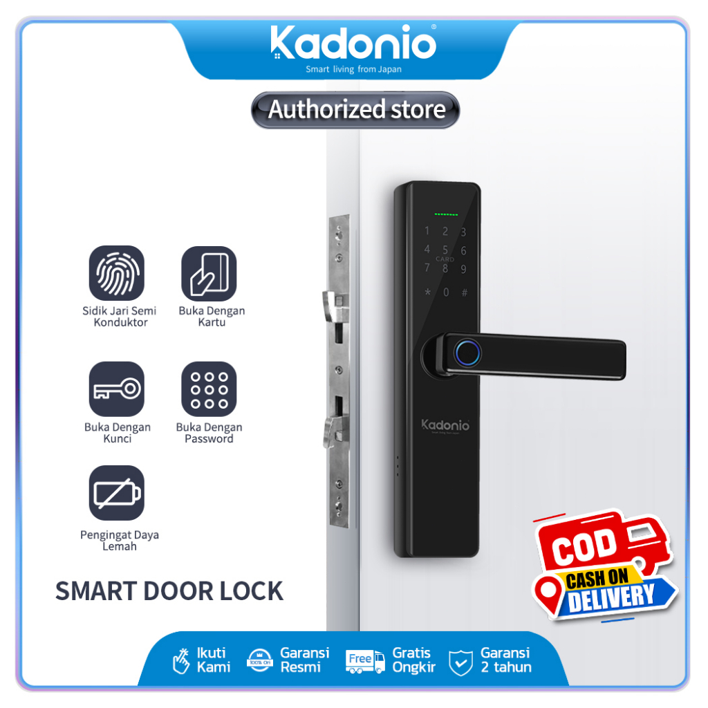 Kadonio kunci pintu digital kunci pintu sidik jari Smart Lock Digital Sliding Door with Handle kunci pintu elektrik