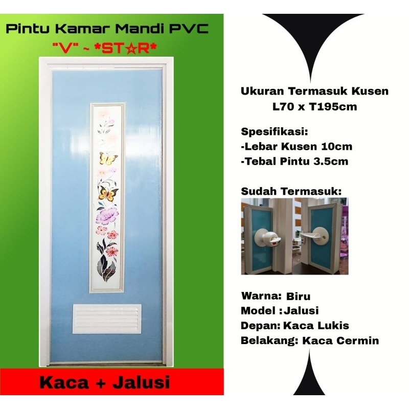 Pintu Kamar mandi PVC cermin + jalusi