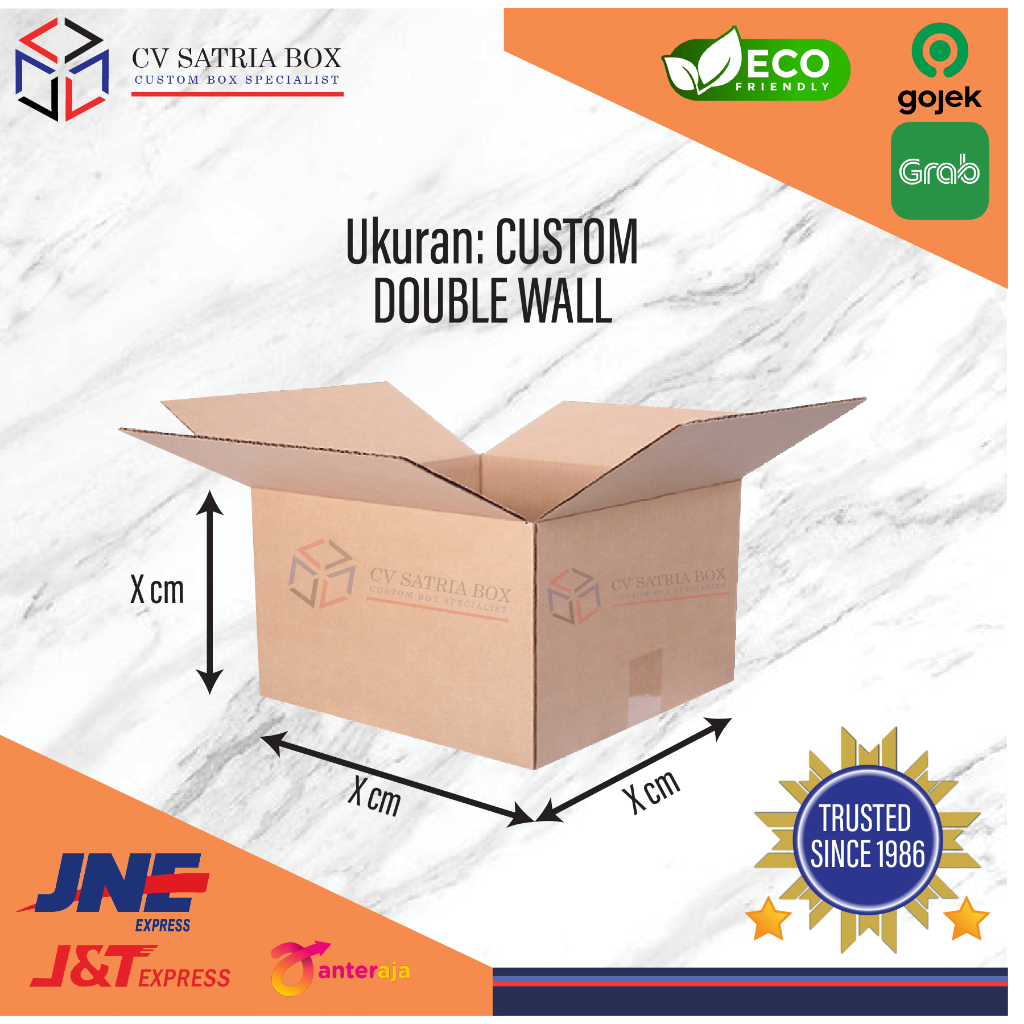 

Dus Packing Kardus Karton Tebal Box Corrugated Polos Ukuran CUSTOM (P x L x T) - Double Wall