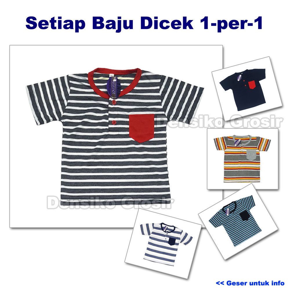 Kaos Anak Salur Polos (2) Kancing dan Saku Bisa Anak Laki Laki dan Perempuan