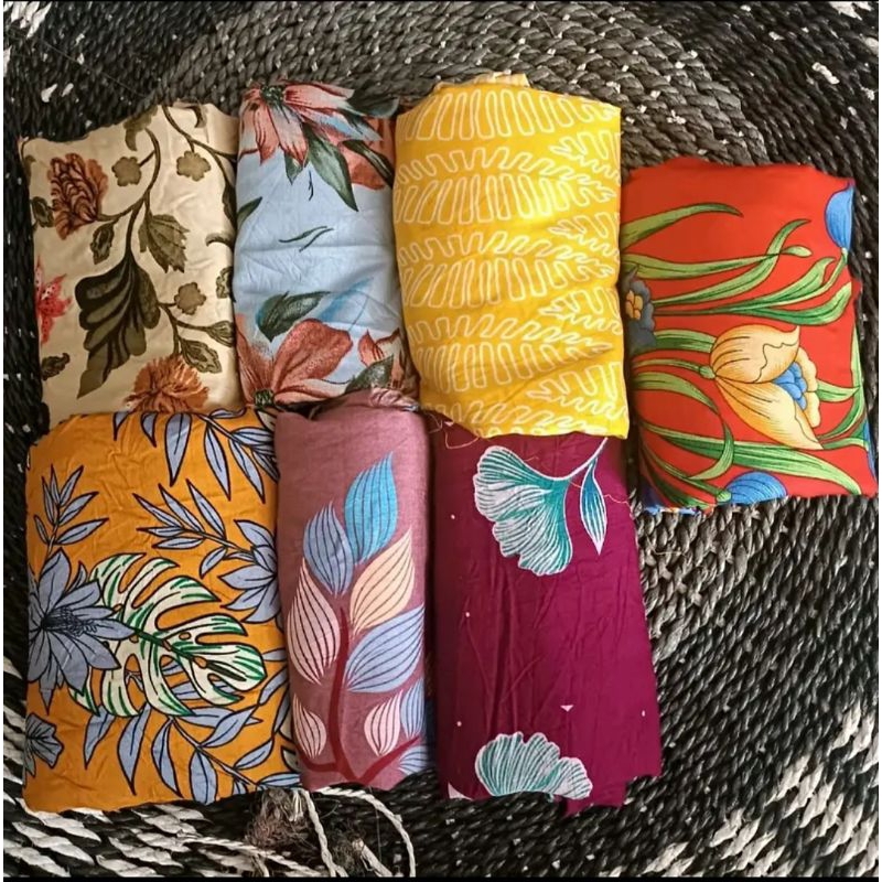 (BACA DESKRIPSI) KAIN RAYON VISCOSE MOTIF JANDA BOLONG GAMIS ONE SET  (NEW) BAHAN ADEM