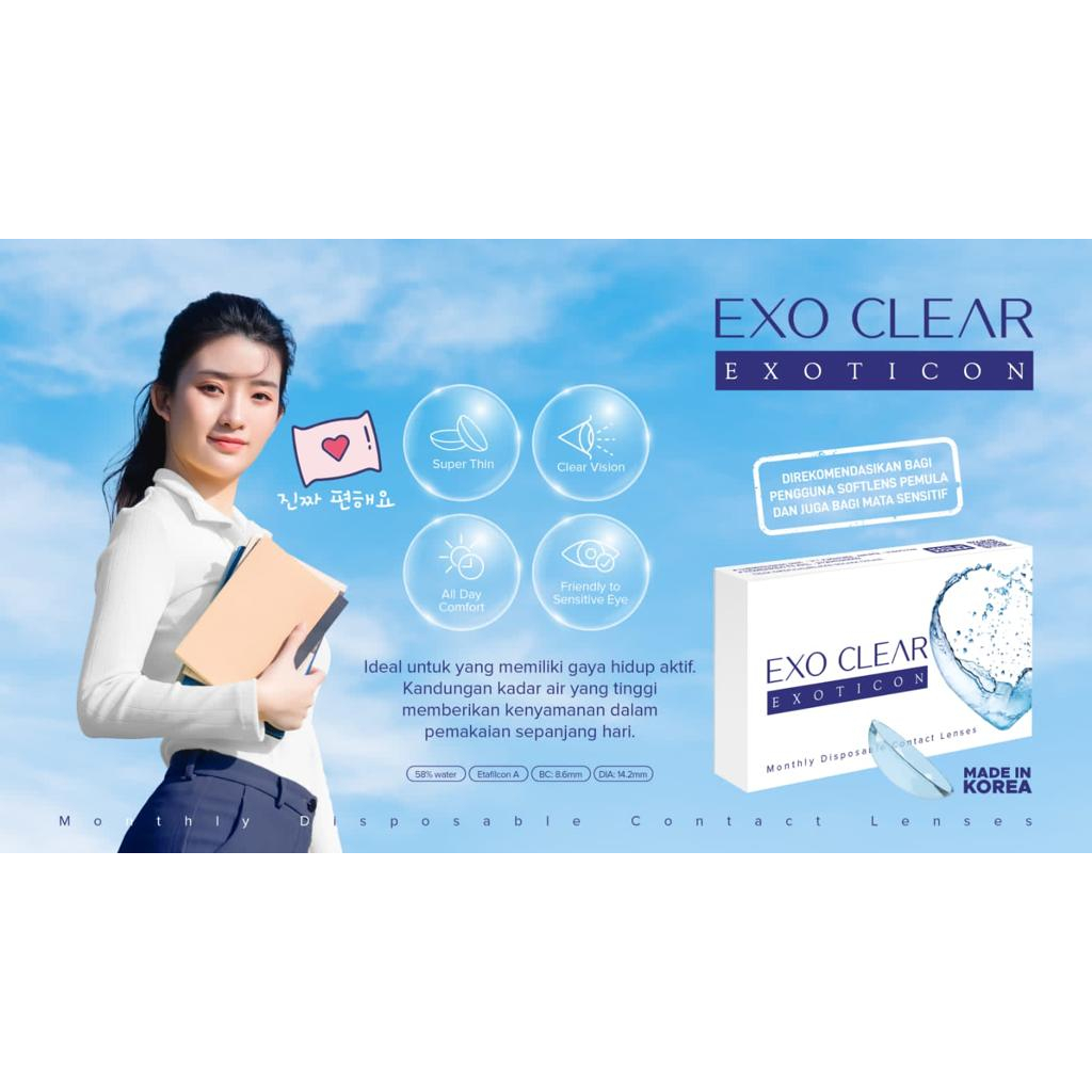 Softlens Bening X2 EXO CLEAR 14,2 MM Minus Natural Look / Soflen EXO CLEAR Bulanan / Soflen X2 EXO CLEAR / Softlens EXO CLEAR / Softlens Bening / Softlens Clear / Softlens Bening Bulanan