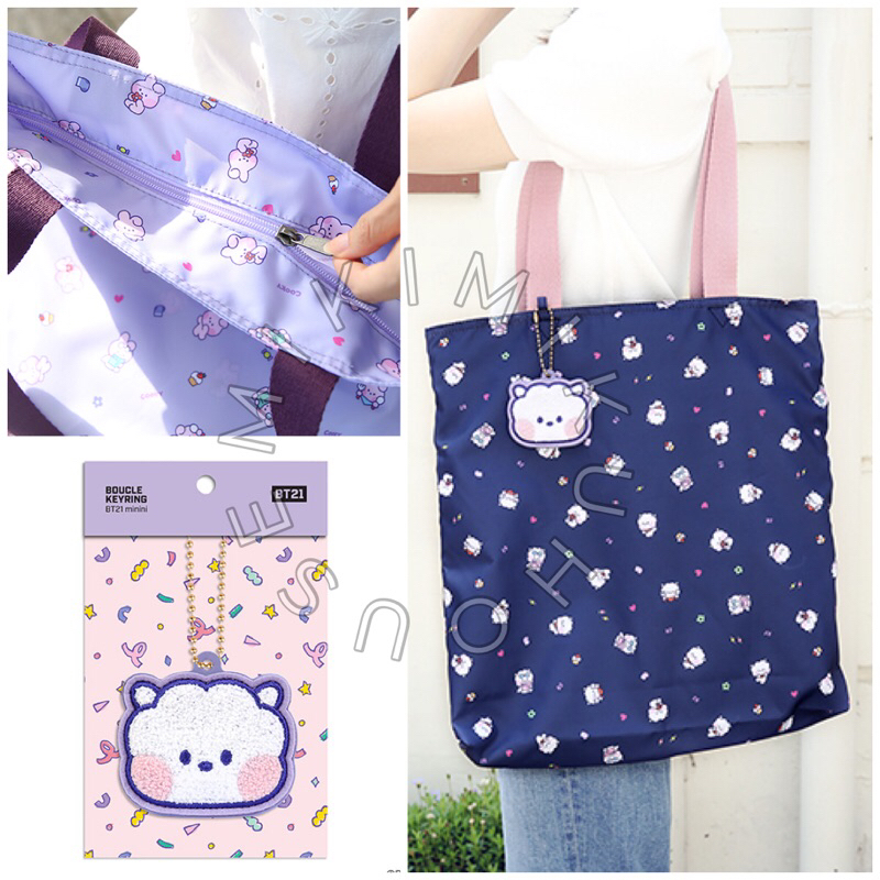 BT21 MININI ECO BAG PATTERN BT21 KEYRING BOUCLE GANTUNGAN TAS SHOULDER BAG TOTE BAG BT21