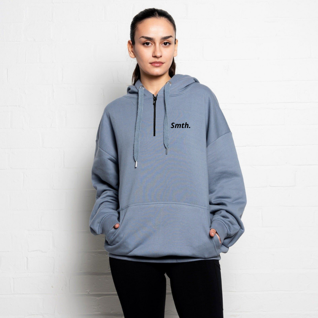 Smith Hoodie Zipper Pria Wanita High Quality / Sweater Hoodie Fleece Tebal / Jaket Jumper Pria Distro Warna Denim