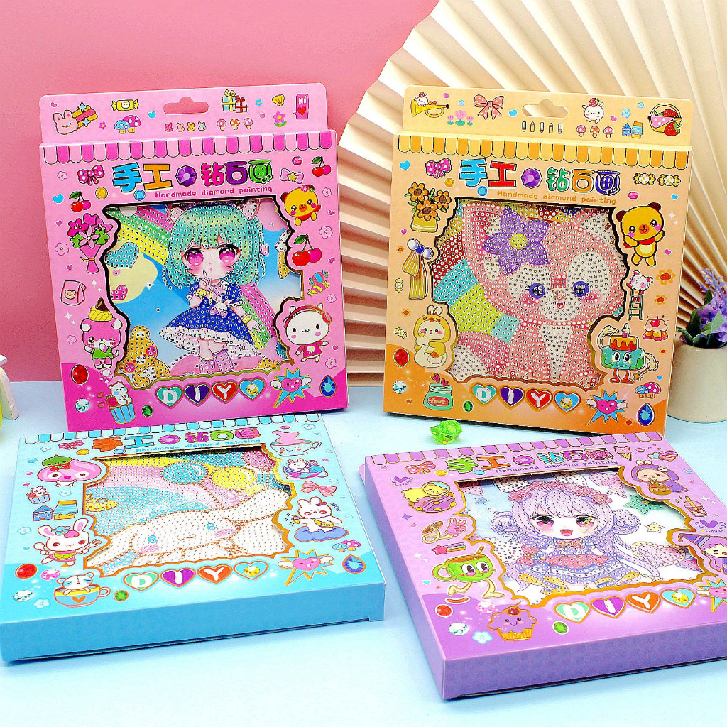 DIY STIKER SET DIAMOND PAINTING ANIME GIRL SERIES SANRIO + BINGKAI 17CMX17CM