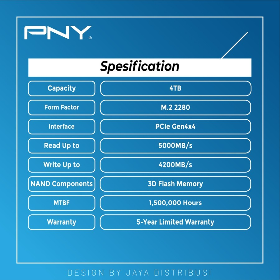 PNY SSD M2. 2280 NVME 4TB CS2241 PCIE Gen4x4