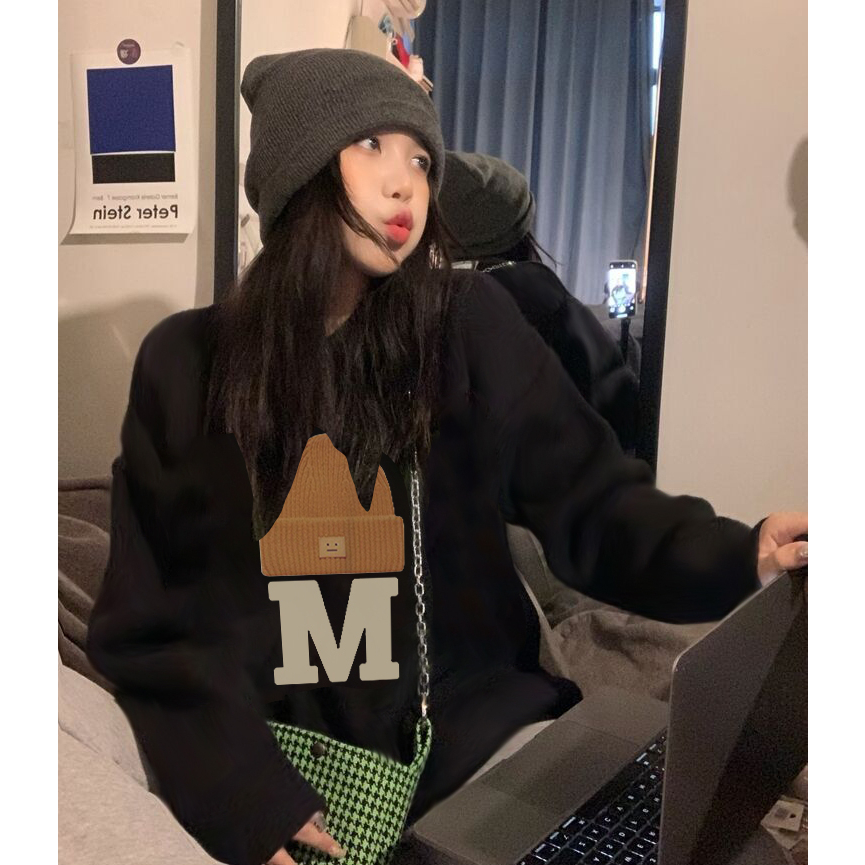 Sweater Lengan Panjang Cartoon Letter Korean Style/Sweater Crop/Baju Wanita/Switer Wanita