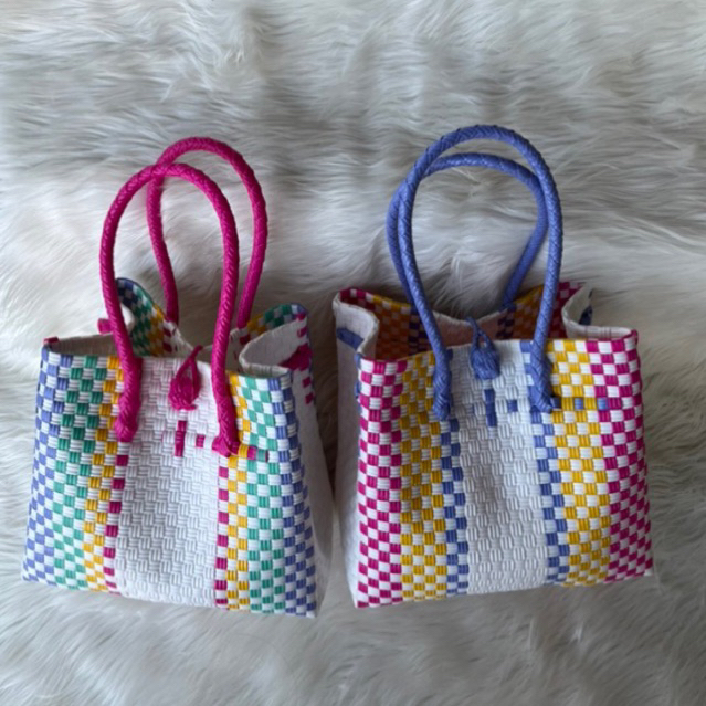 (TANPA ACCESORIES) Fullmotif Size M Shorthandle Tas Jali Jaly Tas Anyaman Plastik Premium