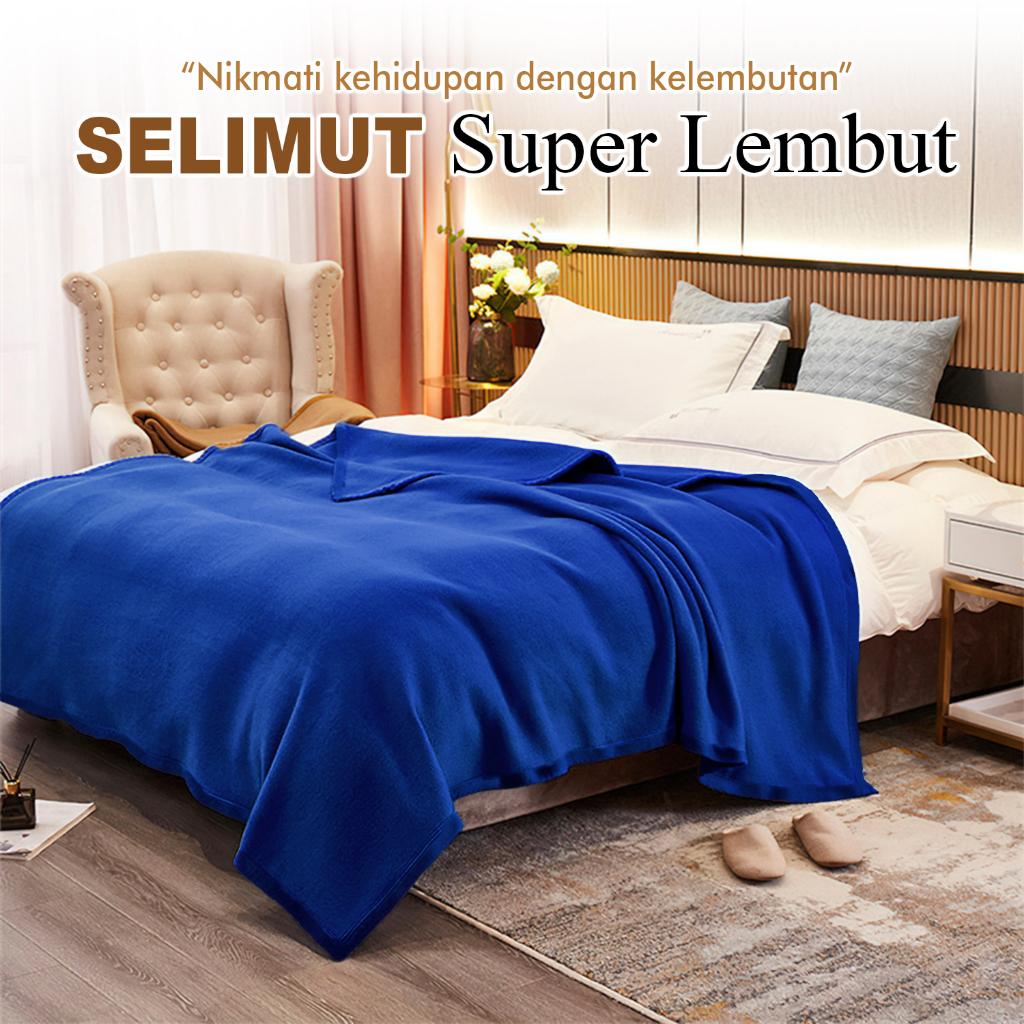 Selimut Bulu Halus Polos Dewasa Ukuran 125x175cm Bahan Fleece Tebal Lembut Premium Terbaru Perlengkapan Rumah Tangga Kamar Tidur Import - HK310 - ComfortHomes