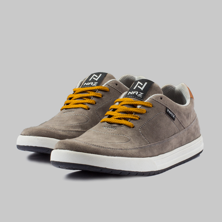 Sepatu Sneakers Pria Casual Grey Yellow Kerja Kuliah Hangout Shoes Cowok Premium Trendi Original Naz Marcos