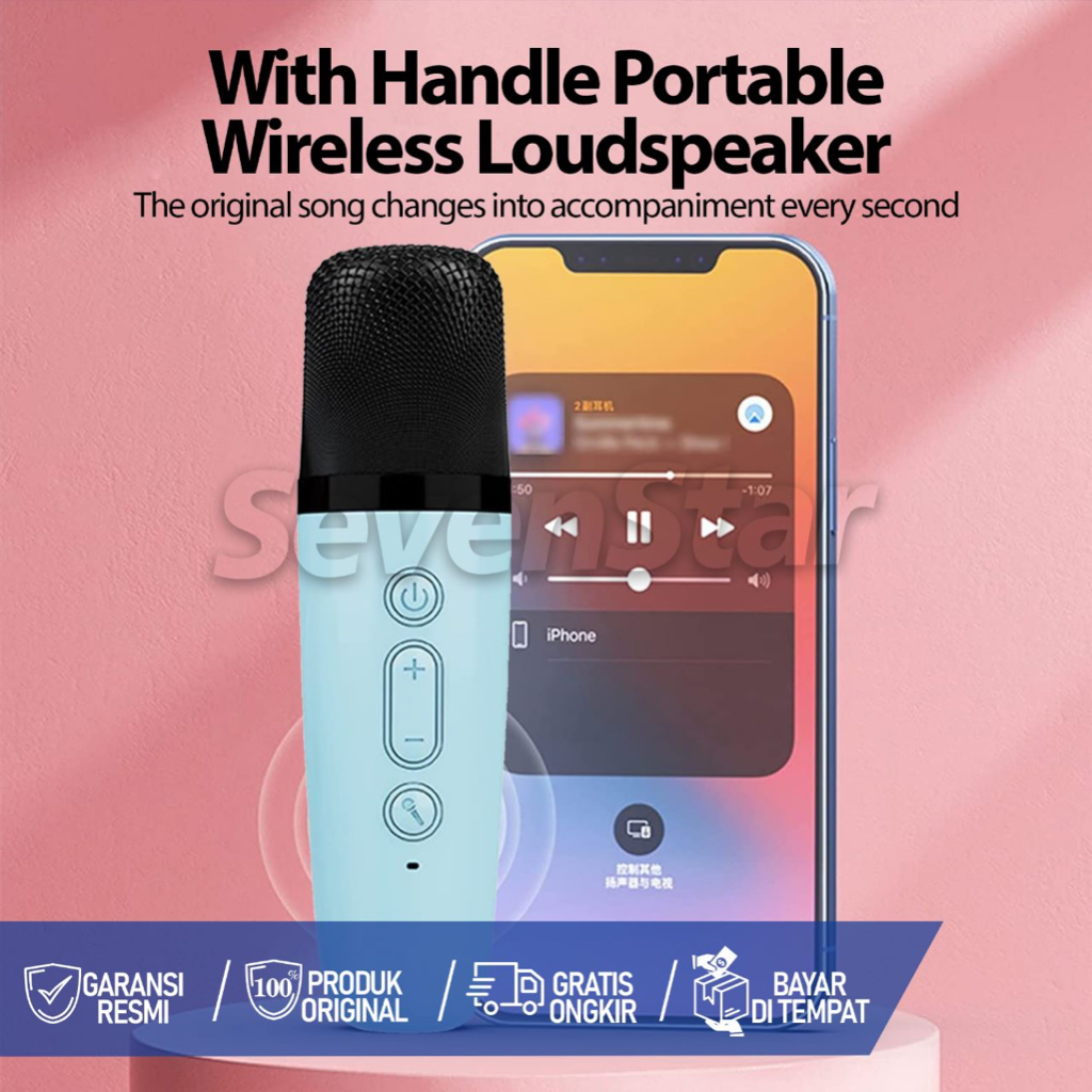 [SevenStar] Speaker Karaoke Bluetooth Full Bass Portable Wireless (Dapat terhubung ke HP/TV)