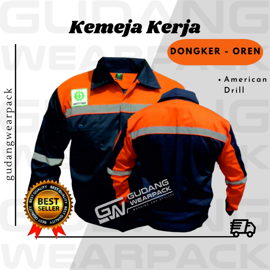 Gudang Wearpack - Baju Kerja Seragam Proyek Warna Dongker Oren