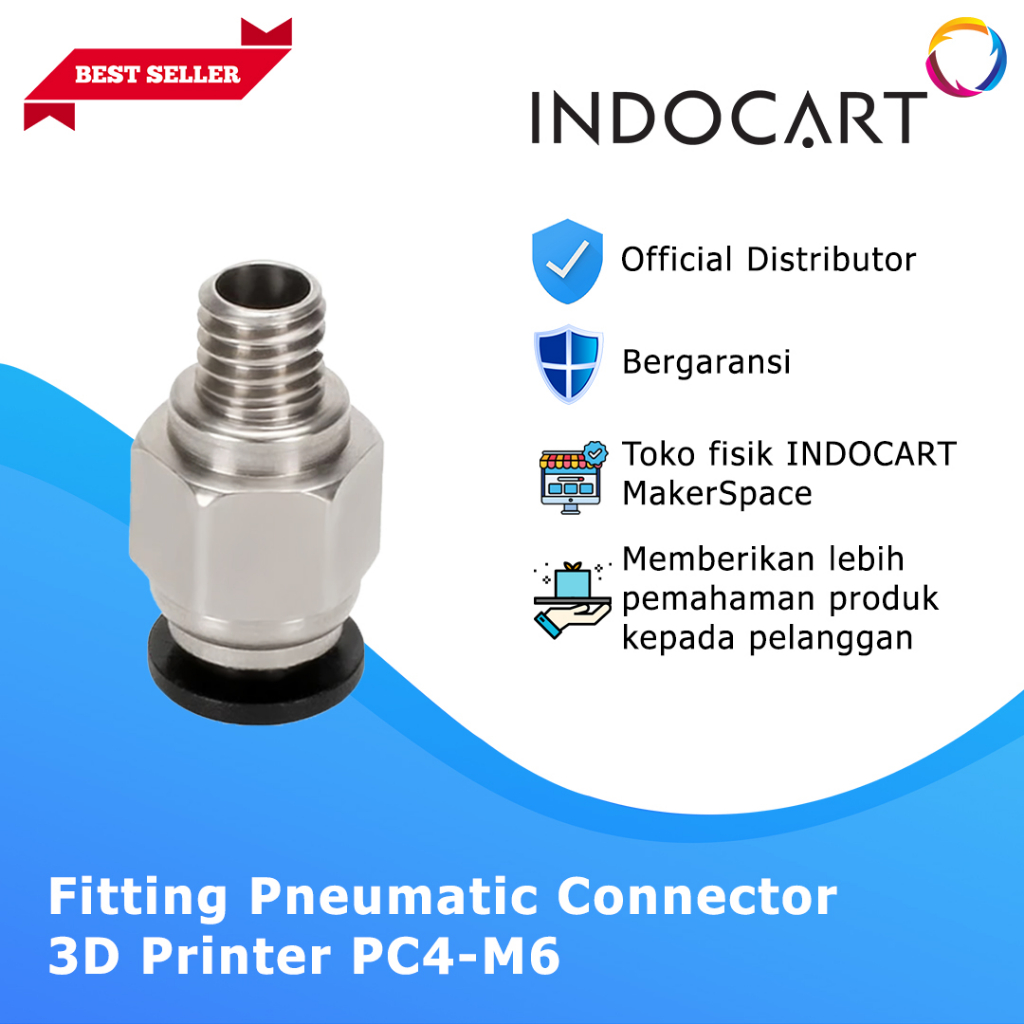 INDOCART Fitting Pneumatic Connector 3D Printer PC4-M6