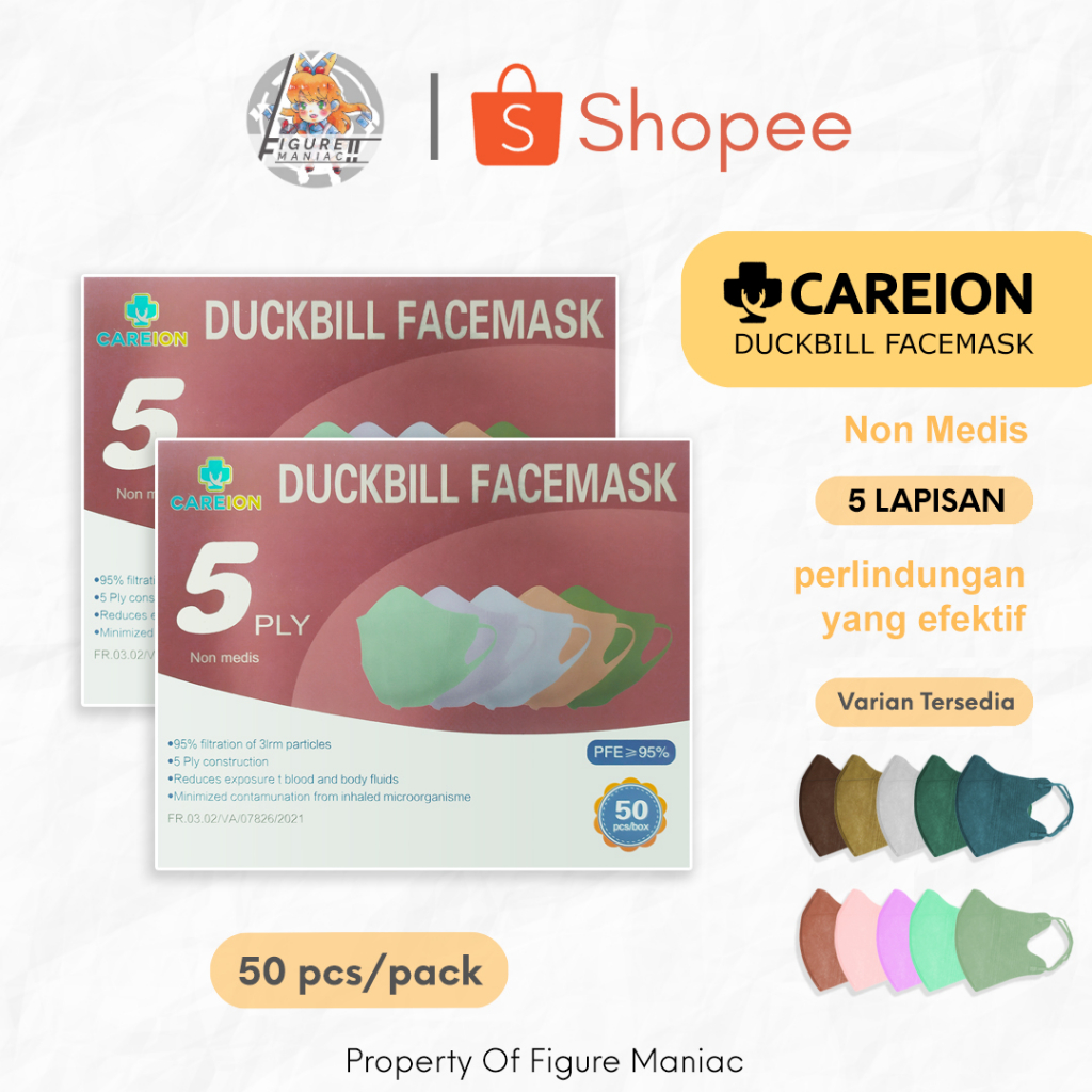 Figure Maniac - Masker Careion Duckbill Mix Warna isi 50 pcs 5 Lapisan