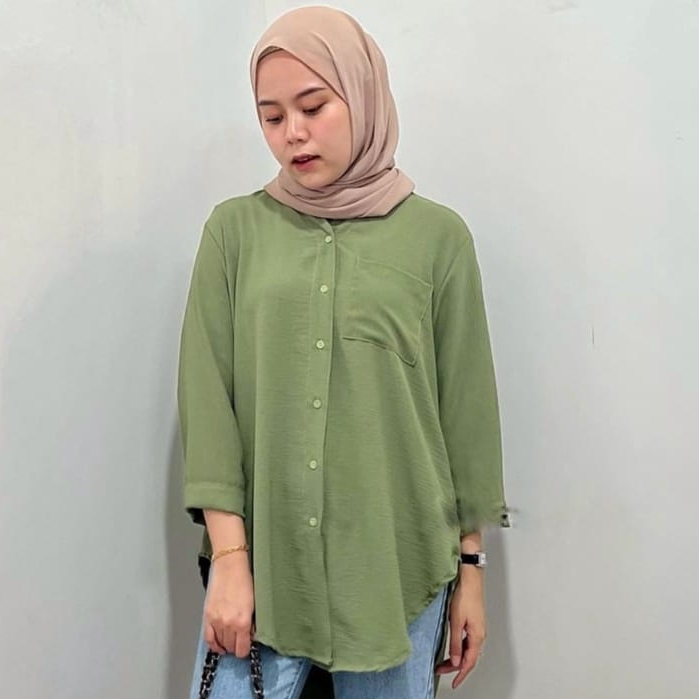 GS - KEMEJA CRINKLE WANITA / BLOUSE WANITA / ATASAN WANITA CRINKLE / BAJU ATASAN WANITA TERBARU