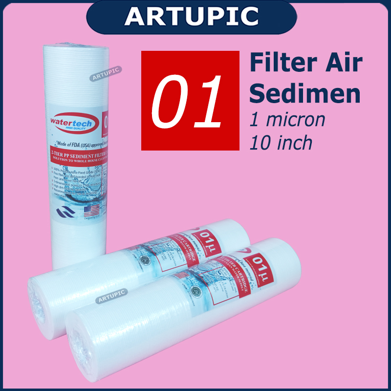 Sediment Filter Air 01 Micron Watertech 10 inch Cartrige Saringan Air 10&quot; 01micron Spun Setara Nanotech