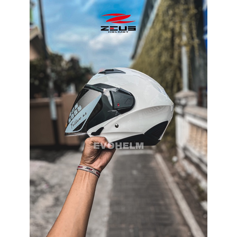 ZEUS ZS611 SOLID WHITE ORIGINAL HELM ZEUS 611 ZS 611 WHITE SOLID - HELM ZEUS 611 WHITE SOLID