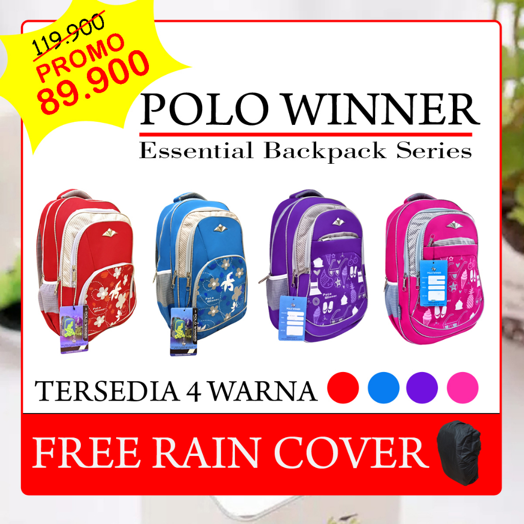 TAS RANSEL ANAK SEKOLAH POLO WINNER ORIGINAL GRATIS RAIN COVER