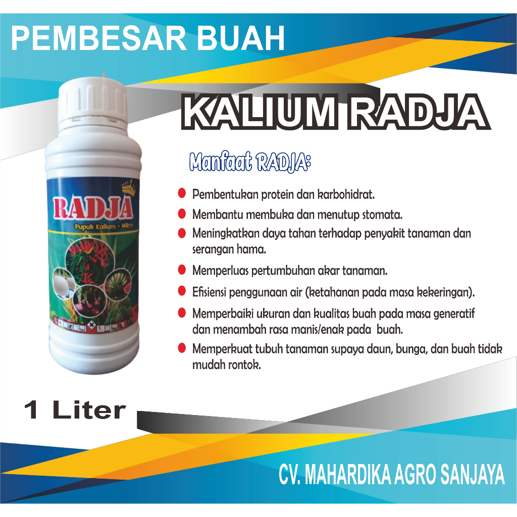 Radja Pupuk Kalium 1 liter Cair Murni 95% + unsur Mikro Pembesar buah, umbi, Pupuk Kalium95 Tinggi V