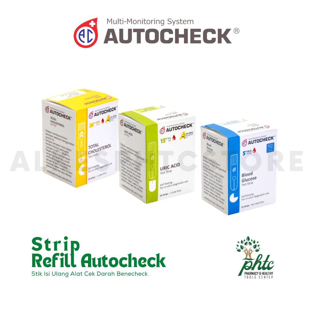 Paket Strip Autocheck Lengkap Gula Darah, Asam Urat, Kolesterol l Paket Refill Stik Autocheck