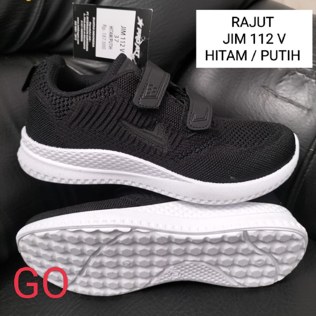 gof PRO ATT Sepatu RAJUT sekolah hitam Sepatu PRO ATT JIM 112 Sepatu sneakers casual sport shoes sepatu kets VECRO/PEREKAT &amp; TALI sepatu olahraga