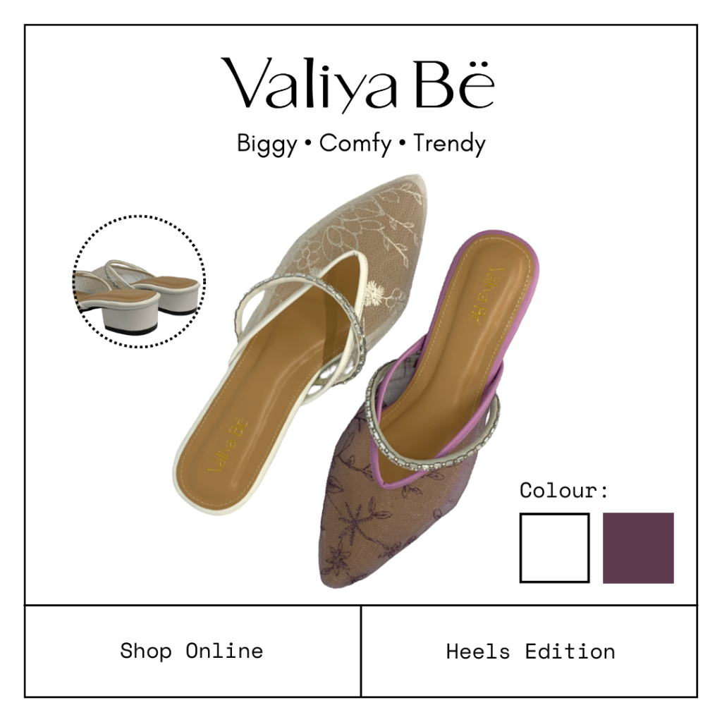 Valiya Be Sandal Brukat Hak Tahu Heels Pesta Big Size Wanita 3 cm