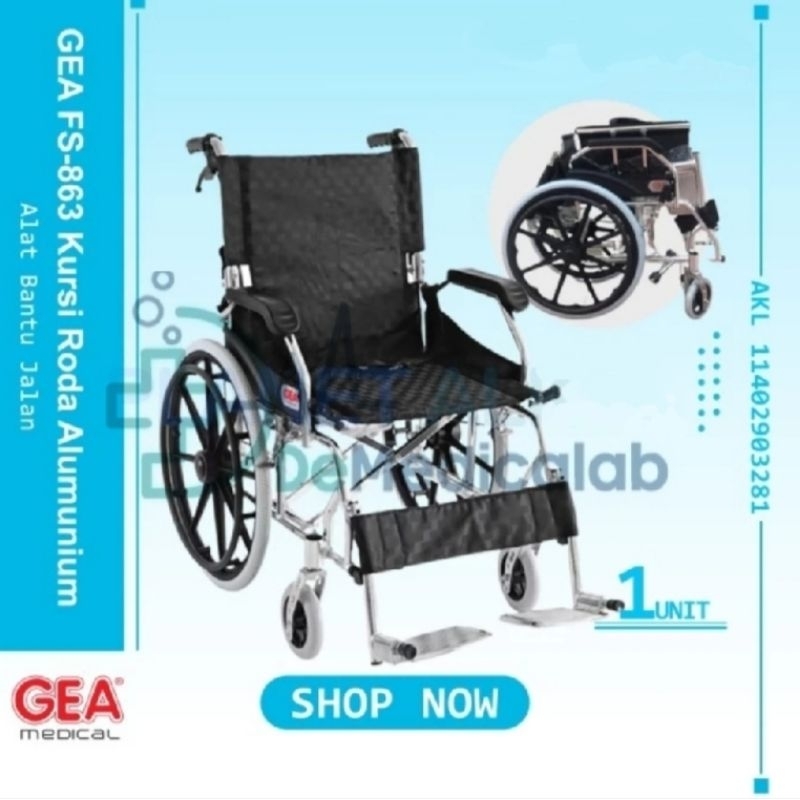 Kursi Roda Aluminium GEA FS-863M Roda Besar / Wheelchair FS863