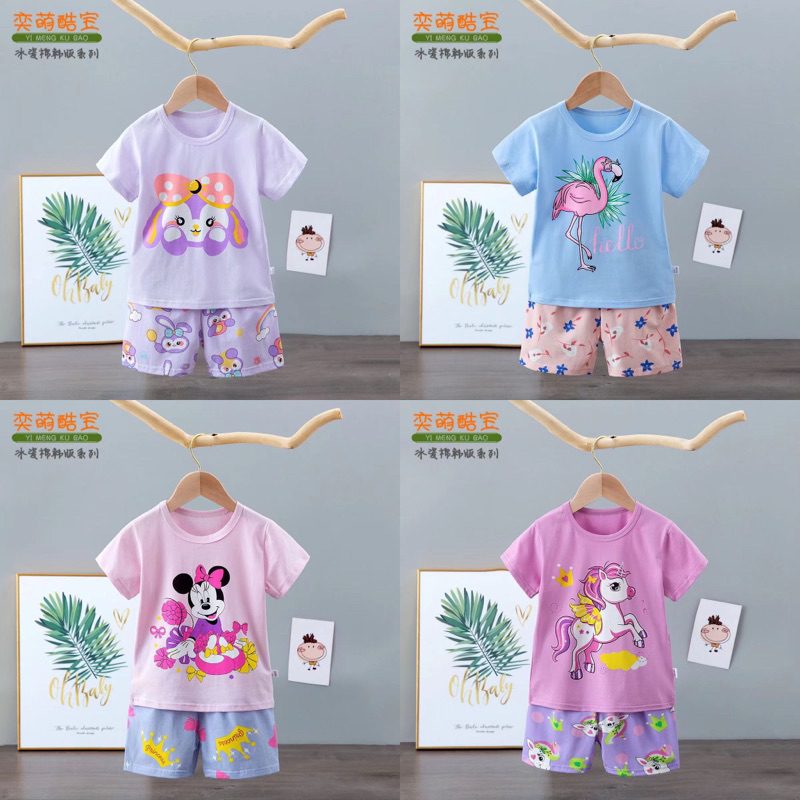 FORSLEEP KUBAO Baju Tidur Setelan Anak Perempuan ORGANIK Piyama Pendek Pendek Baju Tidur Karakter Im