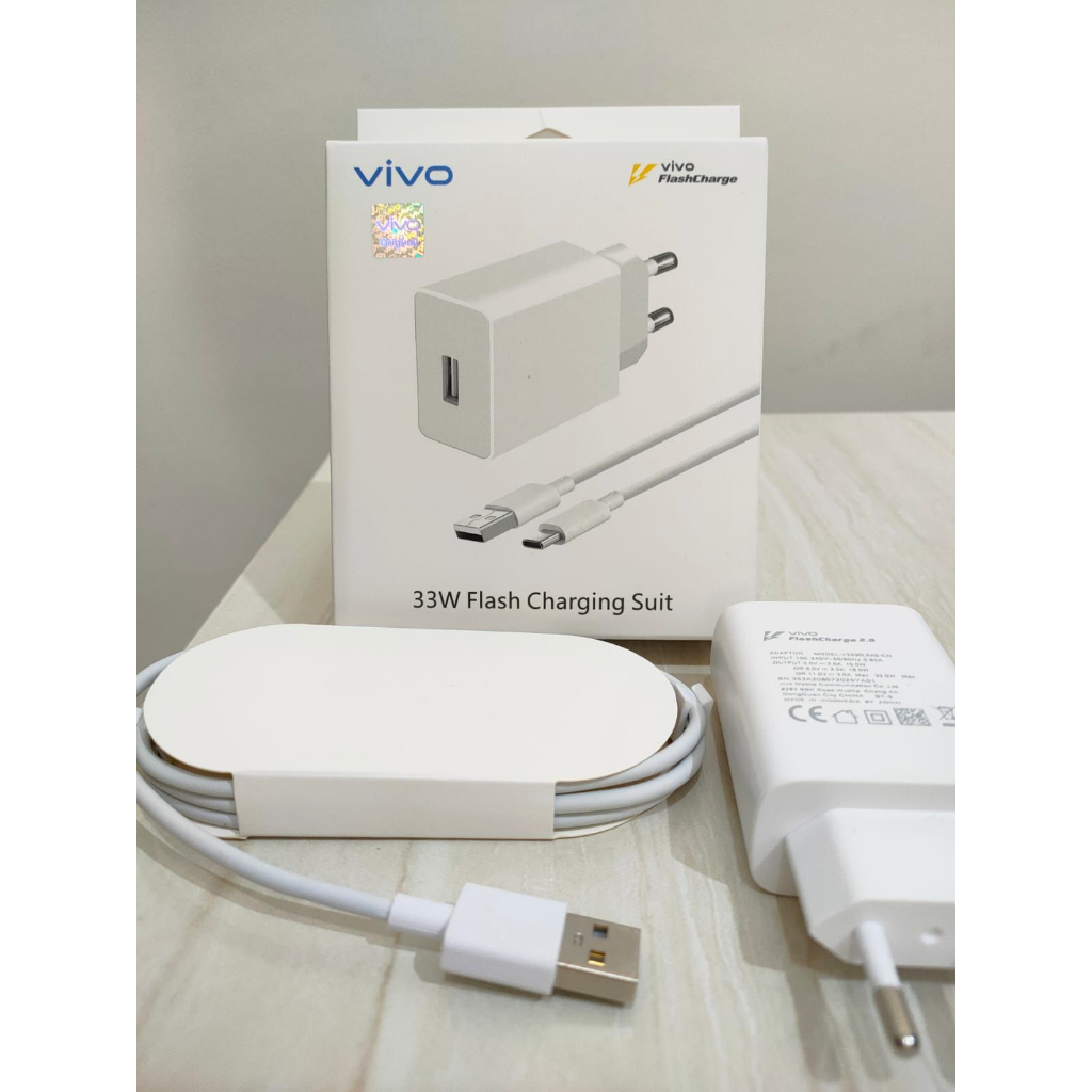 Charger Vivo FlashCharge 2.0 33W Original 100% Fast Charging