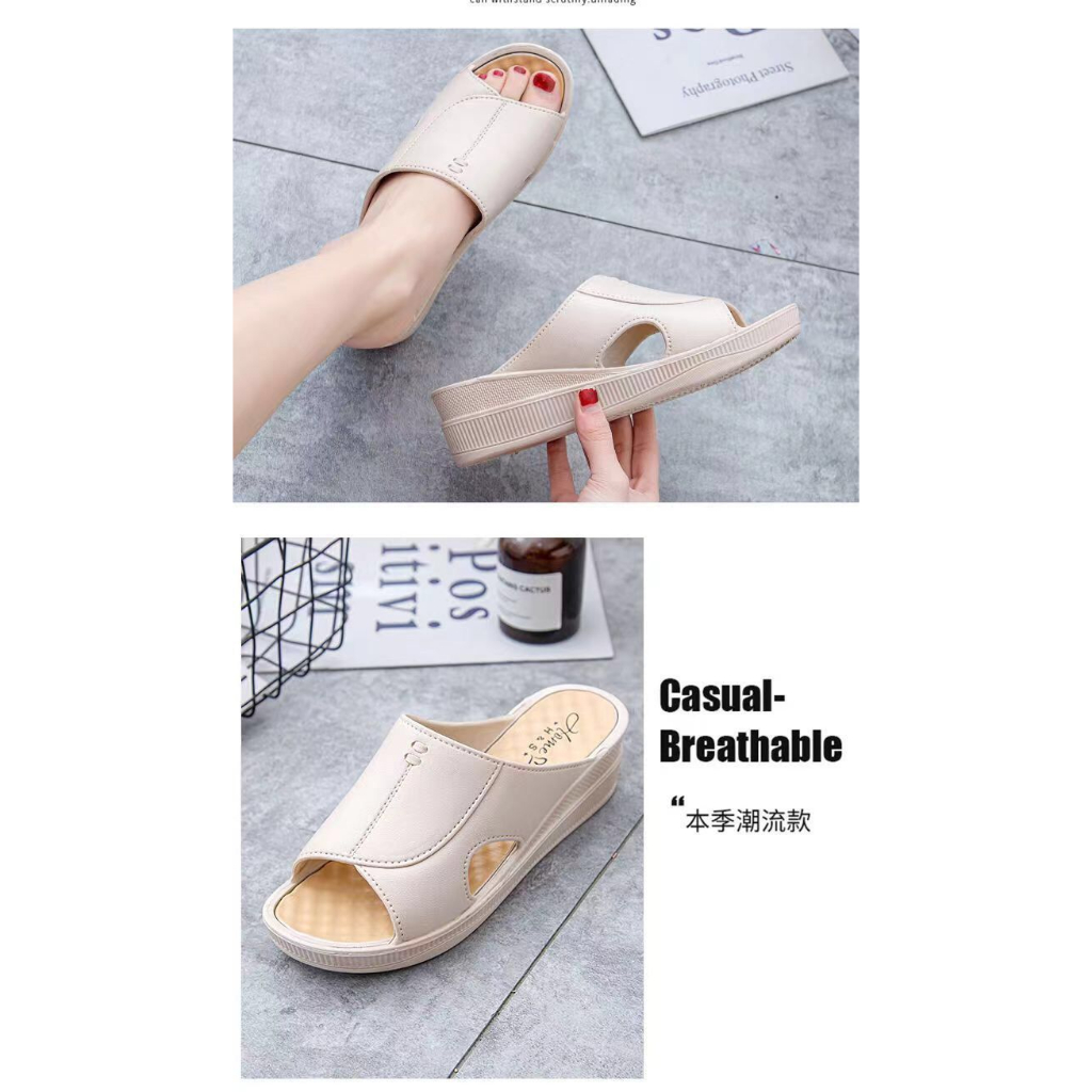 GROSIRTAS TG1744 Sandal Wedges Wanita Casual Import HS/ Sandal Slop Wedges Wanita