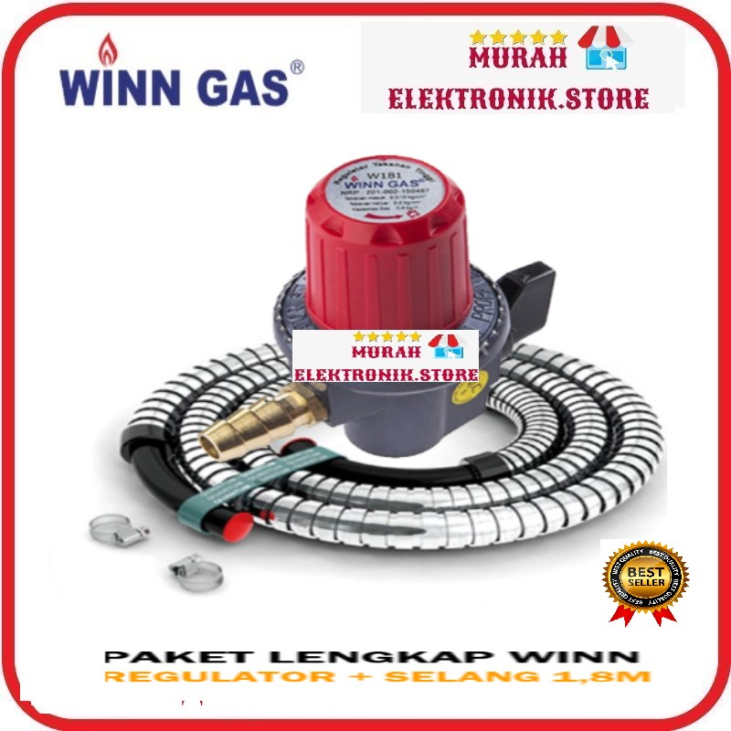 Regulator Kepala Gas Tekanan Tinggi High Pressure LPG WINN GAS W-181-M + Meteran(Paket)