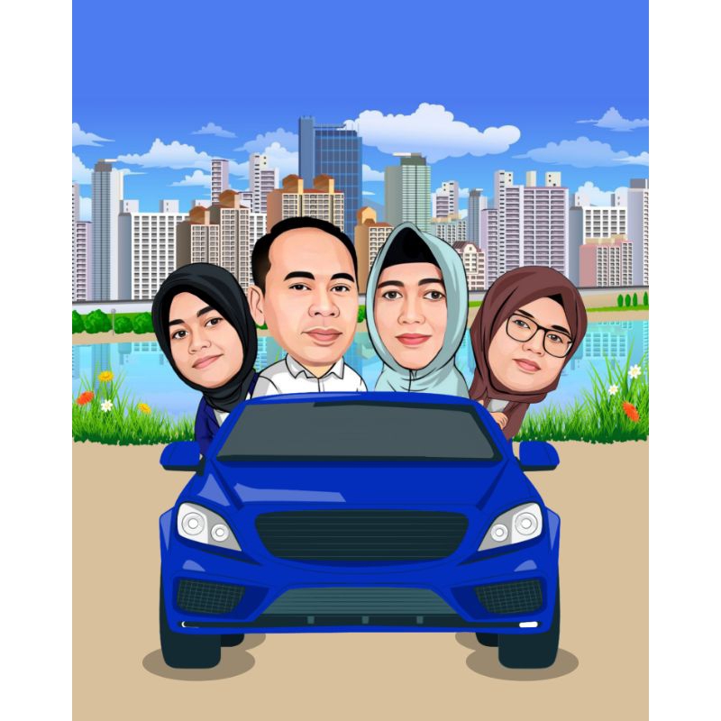 KARIKATUR KELUARGA KARIKATUR LUCU KARIKATUR HIASAN KARIKATUR FAMILY KARIKATUR KADO PERPISAHAN MURAH