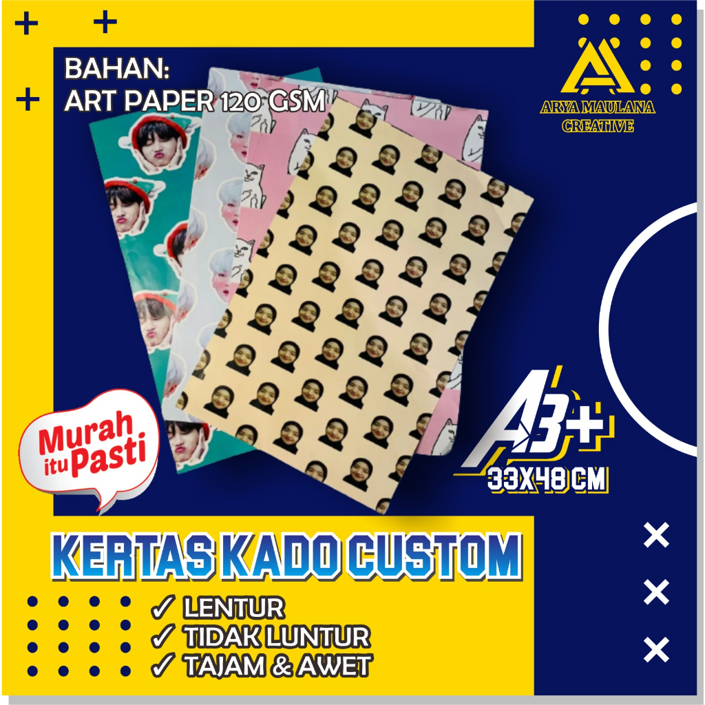 

Custom Kertas Kado Wrapping Paper Gambar Muka Suka-Suka Pattern Bebas