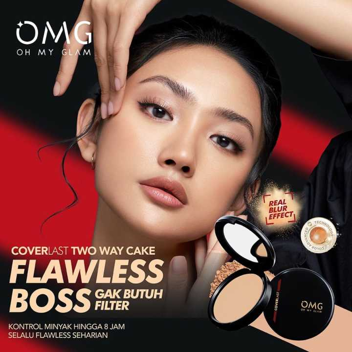 ❣️Rakkistore99❣️ OMG Oh My Glam Coverlast Two Way Cake 12 g - Bedak Padat Kontrol Minyak Hingga 8 Jam