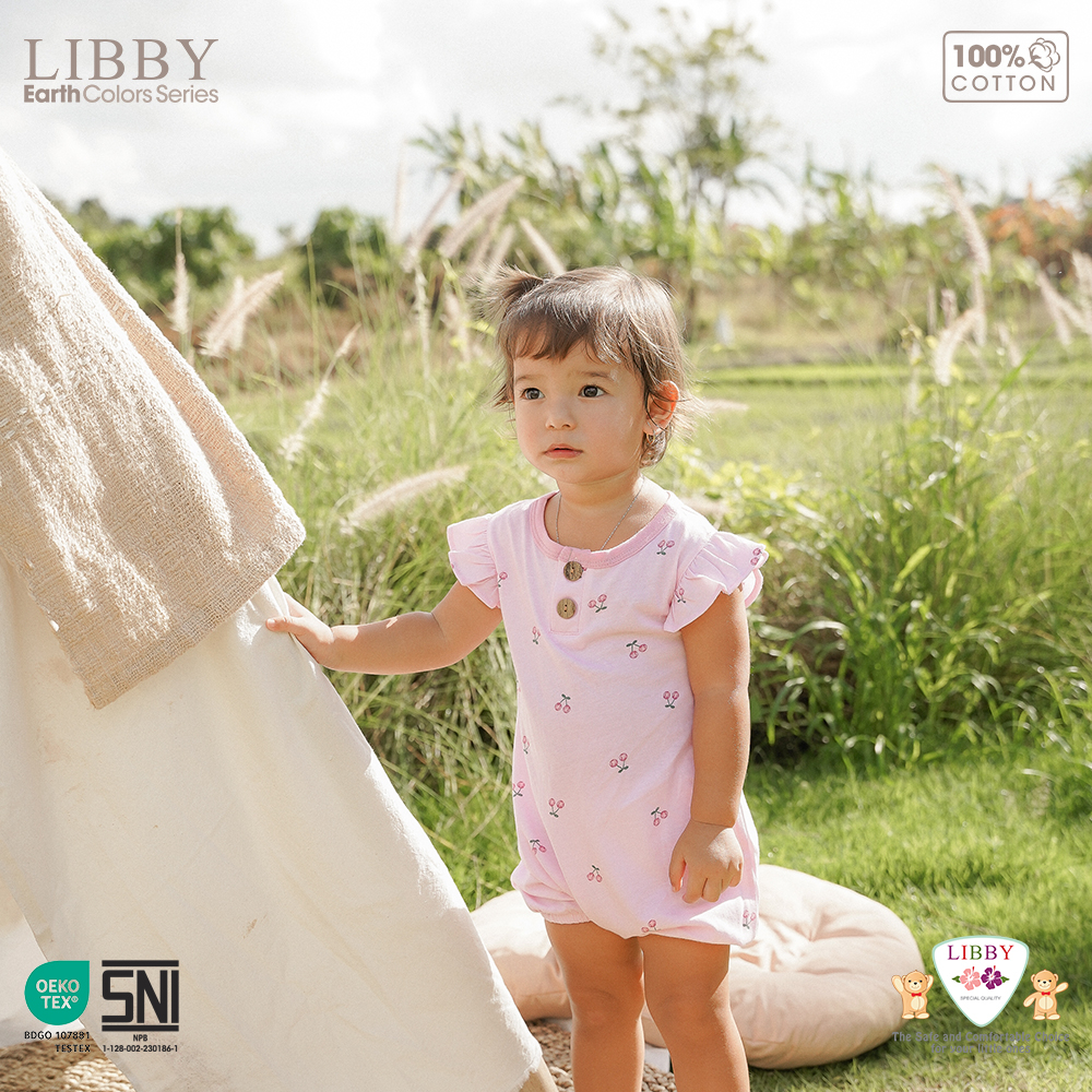 Libby Ivy Romper Ruffle 0-2 Tahun Puffy Jumper Cotton Earth Color Series Jumper Bayi Anak Perempuan V2 V3 CBKS