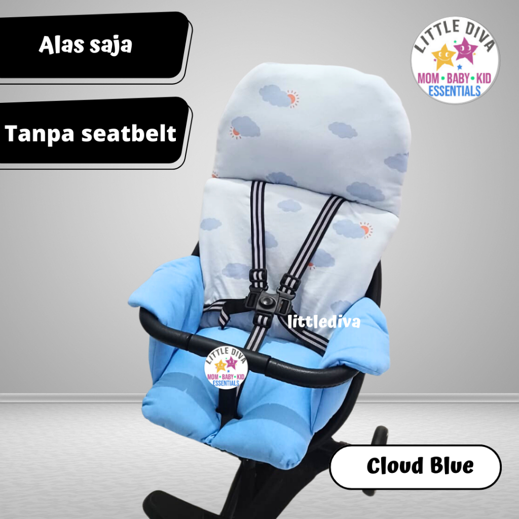 Stroller Pad Egg 55 KAOS BLUE CLOUD - Alas Stroller TANPA TALI SEATBELT Telur Akachan Kereta dorong bayi fit to baobaohao v5 v8 v18 baobao bao trike