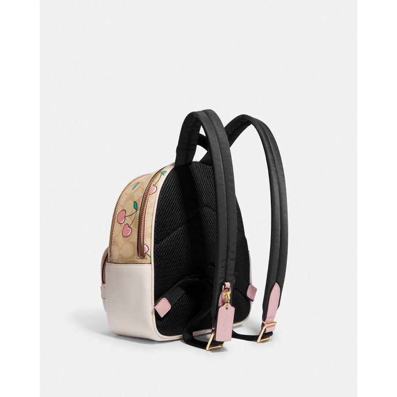 Coach Mini Court Backpack In Signature Canvas With Heart Cherry Print (CF 424)