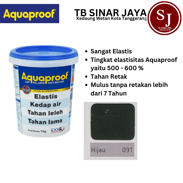 Aquaproof Cat Pelapis Anti Bocor Kemasan 1kg - 091 Hijau