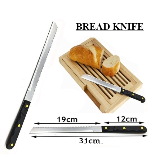 [DEASTORE] PISAU ROTI PANJANG 2 SISI (HALUS &amp; GERIGI) STAINLESS STEEL ANTI KARAT - DOUBLE SIDE BREAD KNIFE - ALAT PEMOTONG KUE CAKE TART BOLU PISAU DAPUR SERBAGUNA