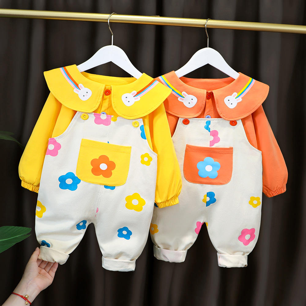 Babylovanta- SET baju anak perempuan MOTIF BUNNY ORANGE usia 6 bulan - 4 tahun pakaian lucu baby