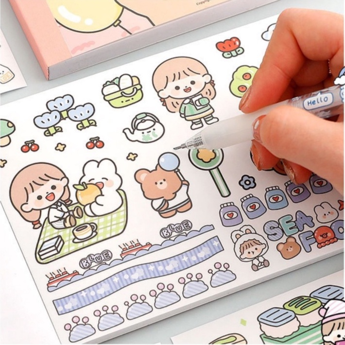 【COD】50 Lembar / Set Stiker Motif Kartun Lucu Untuk Dekorasi Buku Catatan kertas lucu stiker hiasan buku / Diary DIY