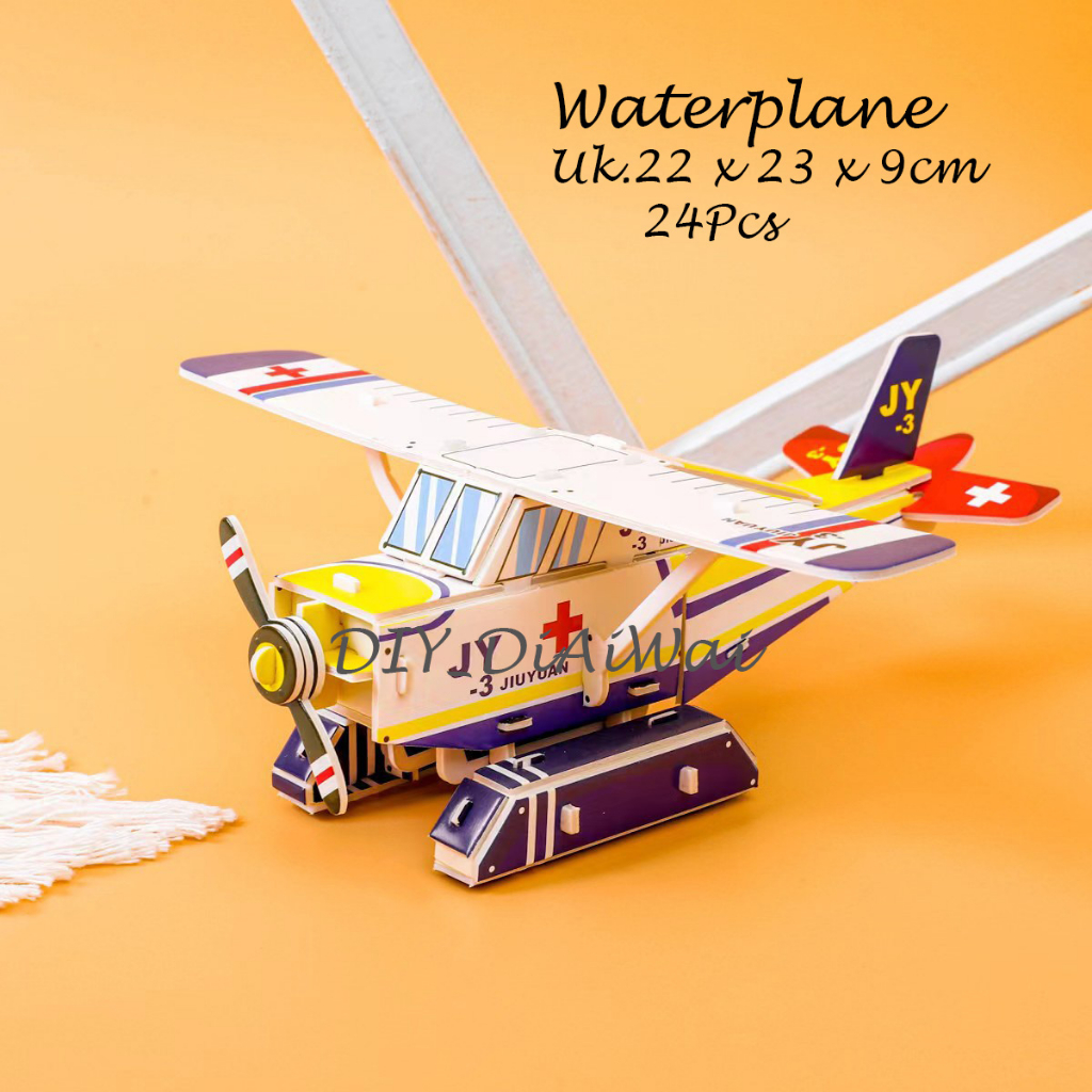 Puzzle 3D DIY bahan foam &amp; paper WATERPLANE mainan puzzle edukasi anak (kado,pajangan,dekorasi)