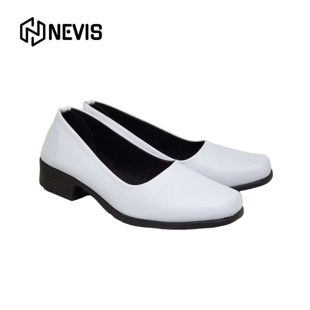 Sepatu Pantofel Wanita Original Nevis Nvs 83 Sepatu Slip On Slop Formal Kerja Kantor Hitam / Putih