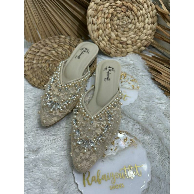 Flatshoes pesta wedding cantik Amira Cream 1cm